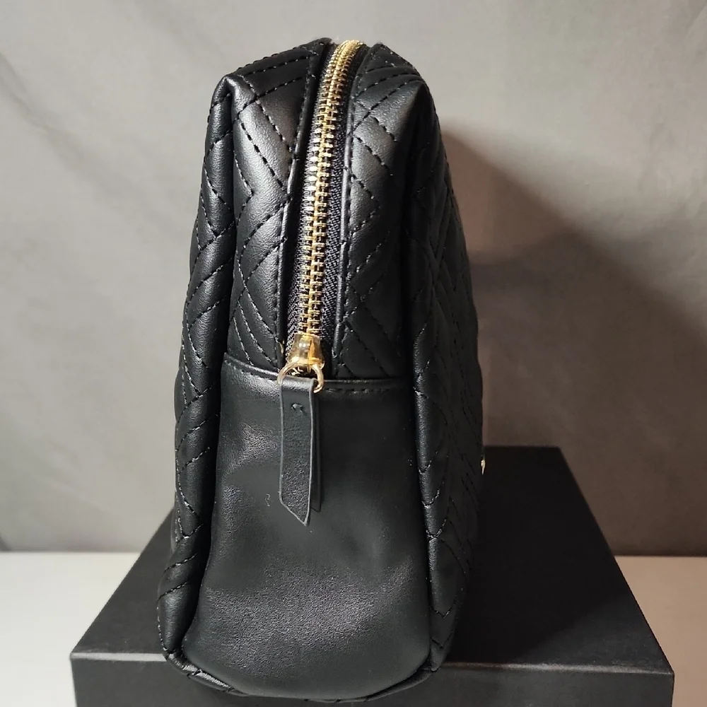 Trina Turk Black Quilted Cosmetic Bag